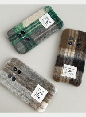 拼色复古格纹适用华为magicv3手机壳magicvs2美拉德p50条纹pockets秋冬季matexs2毛绒x5折叠屏x3硬壳pocket2
