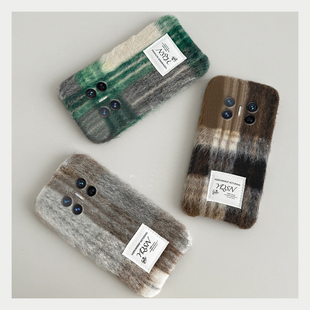 拼色复古格纹适用华为magicv3手机壳magicvs2美拉德p50条纹pockets秋冬季 matexs2毛绒x5折叠屏x3硬壳pocket2