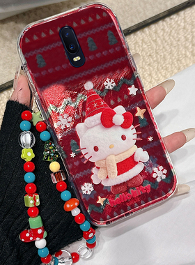 圣诞雪花kt猫适用oppor17pro手机壳r15x梦境版r11splus红色r9s新年r7plus手链r17凯蒂猫oppo本命年0pp0卡通软