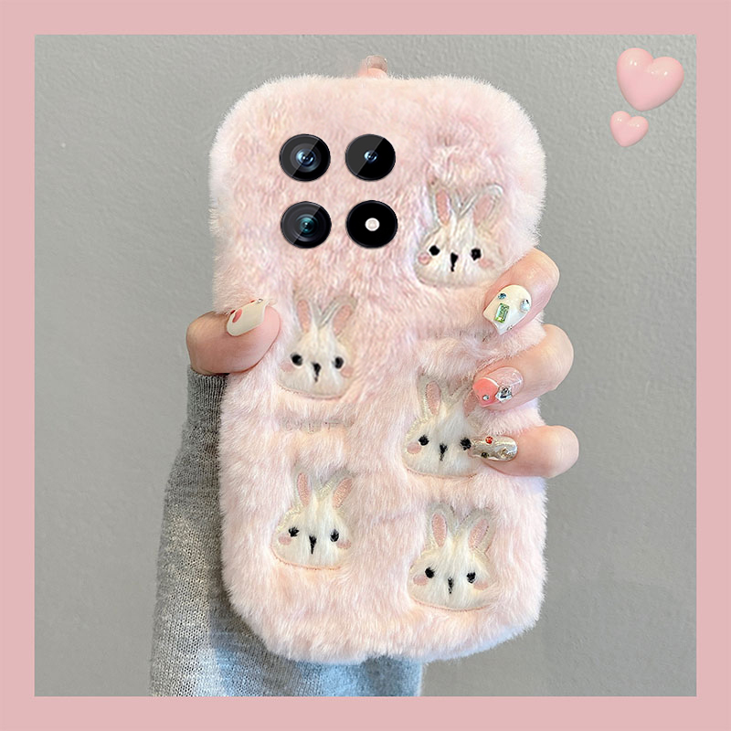 粉色刺绣兔子适用vivoiqoo15手机壳iqoo13pro可爱12手环11s秋冬季icoo10毛绒绒9硅胶8毛茸茸7爱酷3卡通iq00软