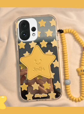 满屏黄色星星适用vivos30手机壳s30promini卡通迷你手链por立体三十支架vivo麦芒镜子镜面补妆镜硅胶手提软壳