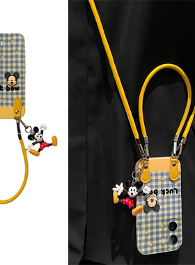 蓝色格纹米奇适用vivoiqooneo11手机壳爱酷立体十一斜挎iq00可背带vivi挂绳vivo液态卡通新款手提硅胶斜跨软p