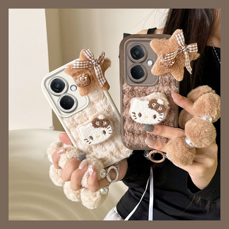 星星kitty猫适用oppok11手机壳k10pro可爱r17毛球r15挂链por日韩0ppo毛绒绒opop立体秋冬季硅胶新款手提毛毛p