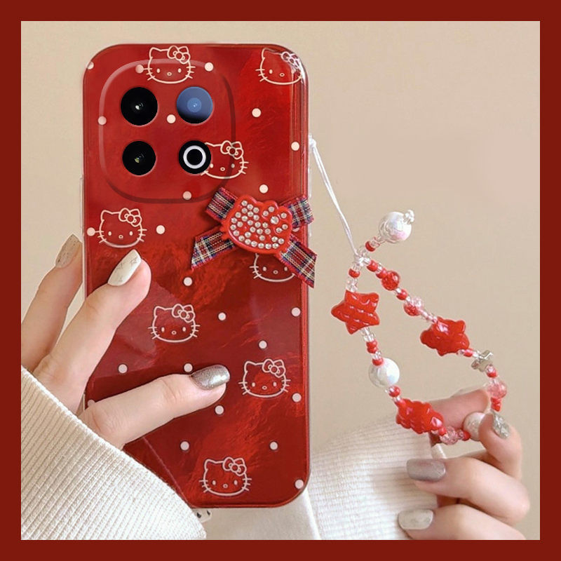 2026波点kt猫适用vivoiqooz10x手机壳iqooz9turbo红色z8x手链z7i新年z6x凯蒂猫z5卡通u5x爱酷u3x软iq00/vivo