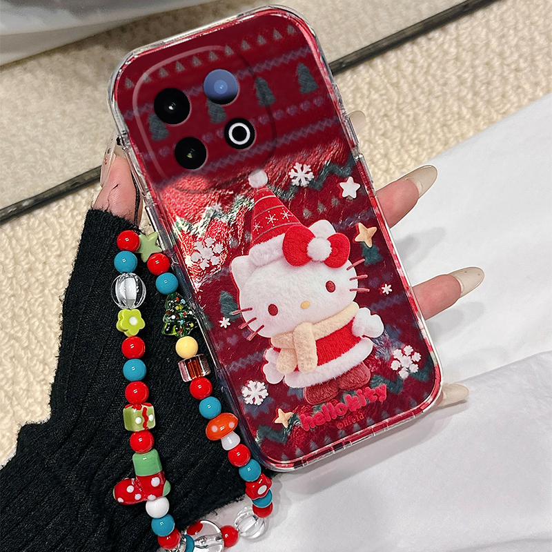 圣诞雪花kt猫适用vivoiqooz10x手机壳iqooz9turbo红色z8x新年z7i手链z6x凯蒂猫z5卡通u5x爱酷u3x/iq00/viv软p