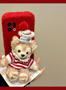 圣诞小熊适用oppofindx9plus手机壳fondx8立体x50pro红色k12x秋冬季x7毛绒x6por/ultra/x5/x3/realme卡通可爱