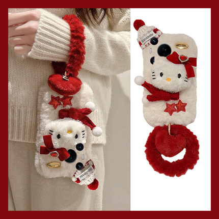 星星凯蒂猫适用华为pura80pro+手机壳pura70ultra立体p60art毛绒p40por+十p30秋冬季p20手环p10plus毛茸茸软p