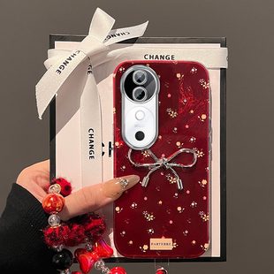 碎花蝴蝶结适用vivos20手机壳s19pro挂链s18e高级感s17t新年s16日韩s15红色s12por轻奢s10羽纱s9硅胶s7女vivo