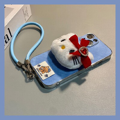 手机壳秋冬绒布牛仔纹立体毛绒卡