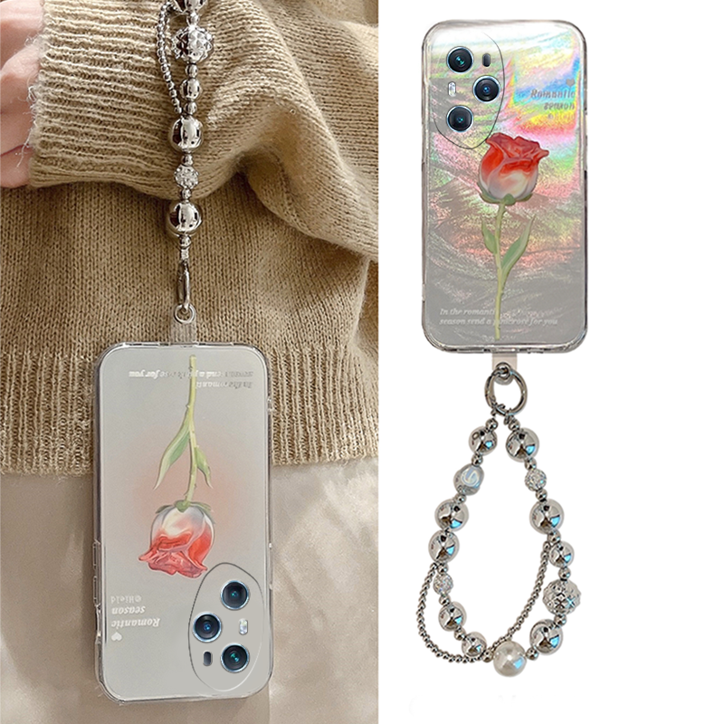 羽纱渐变玫瑰花朵高级感小众手机壳