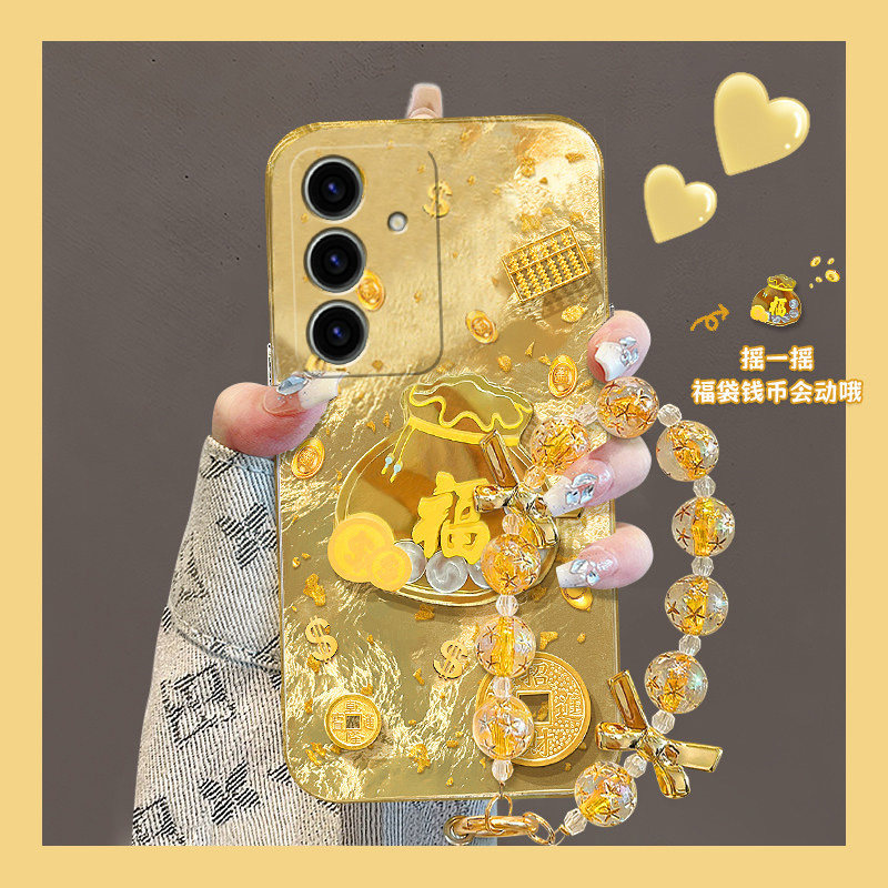 手机壳硅胶冰川纹新年金箔2026立
