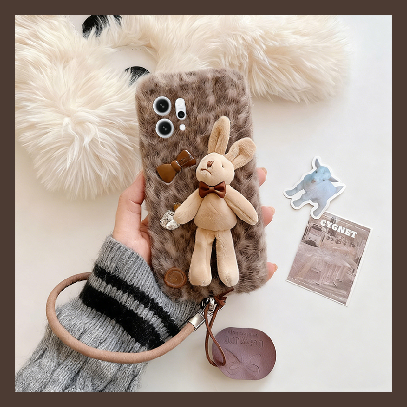 蝴蝶结爱心兔子适用opporeno15手机壳reon14挂件13皮绳12pro秋冬11秋冬季10por+毛茸茸9卡通7se软5k/4se/oppo