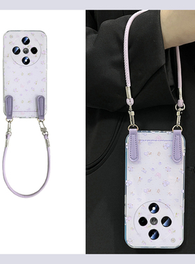 紫色满屏碎花适用oppofindx8pro手机壳fondx7ultra日韩6小清新5挂绳a3por小众a2x手提a1新款0ppo硅胶opop透明