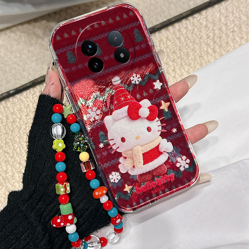 圣诞雪花kt猫适用vivoxfold3pro手机壳xfold2红色xflip新年vivo手链vovo折叠屏本命年vivi凯蒂猫+十可爱卡通