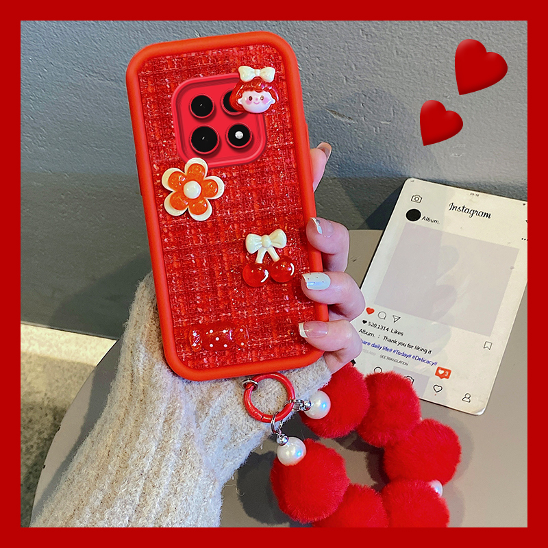 小香风女孩适用小米红米note14pro+手机壳noto13绒布12毛球11turbo十11tpro挂链10本命年9卡通8新年4g/5g立体