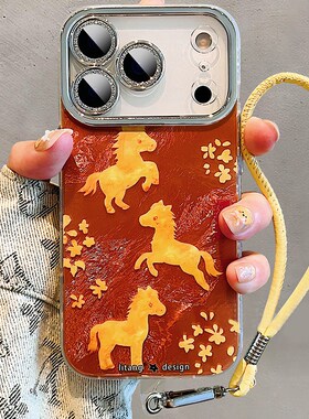 2026马到成功适用oppofindx9plus手机壳fondx8pro卡通x7ultra新年x6挂绳x5冰川纹k12x马年k11硅胶0ppo红色软p