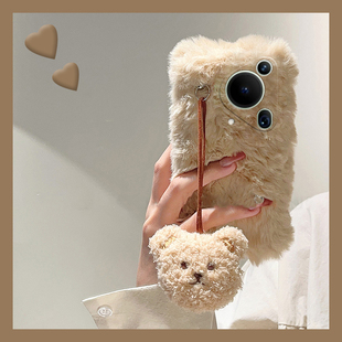 吊坠小熊适用华为pura70手机壳70pro 50e十40e30硅胶p 畅享70ultra日韩简约70art畅玩60pro毛绒绒mate50秋冬季