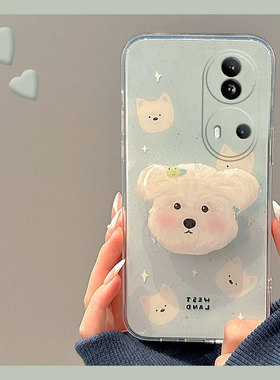 适用opporeno11手机壳reno10pro蓝色小狗reon9少女心8可爱7se支架6卡通5k硅胶realme真我gt5软壳a3+a2x十oppo