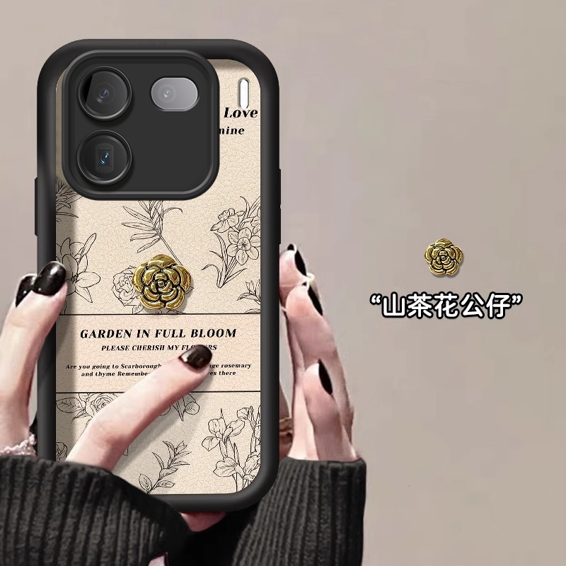 复古小众高级山茶花手机壳