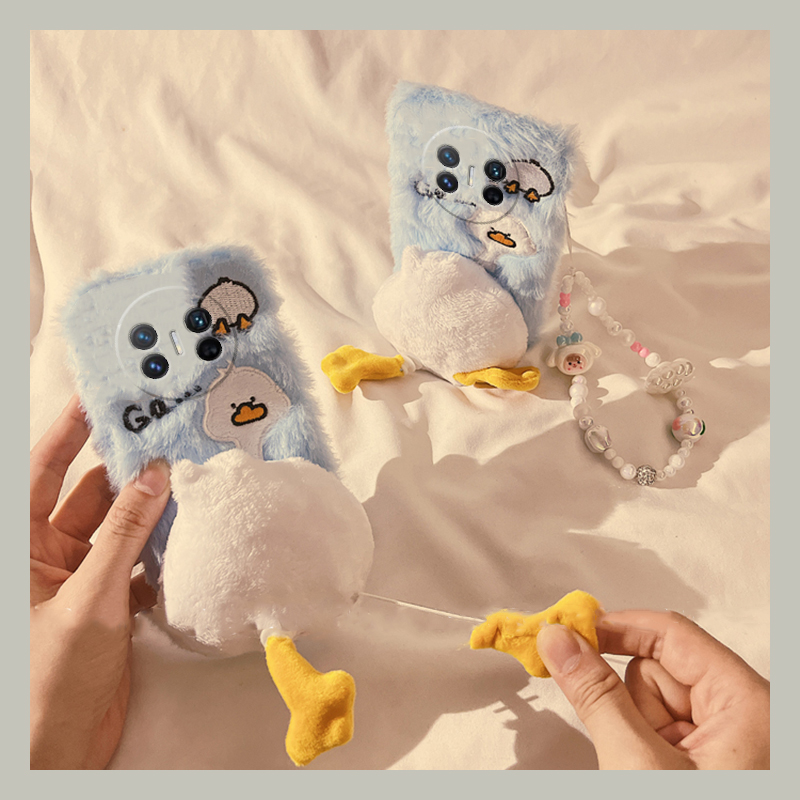 鸭子屁股适用华为matex5手机壳matex3折叠matexs2可旋转matex2折叠屏卡通毛绒绒毛毛可爱秋冬季硬壳防摔冬天