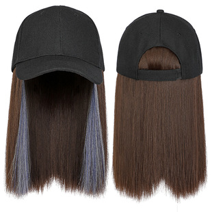 一体假发帽子棒球帽波波头挂耳染女时尚帽子假发现货新款