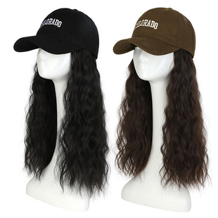 帽子假发女一体棒球帽时尚仿真发自然大波浪羊毛卷长发卷发全头套
