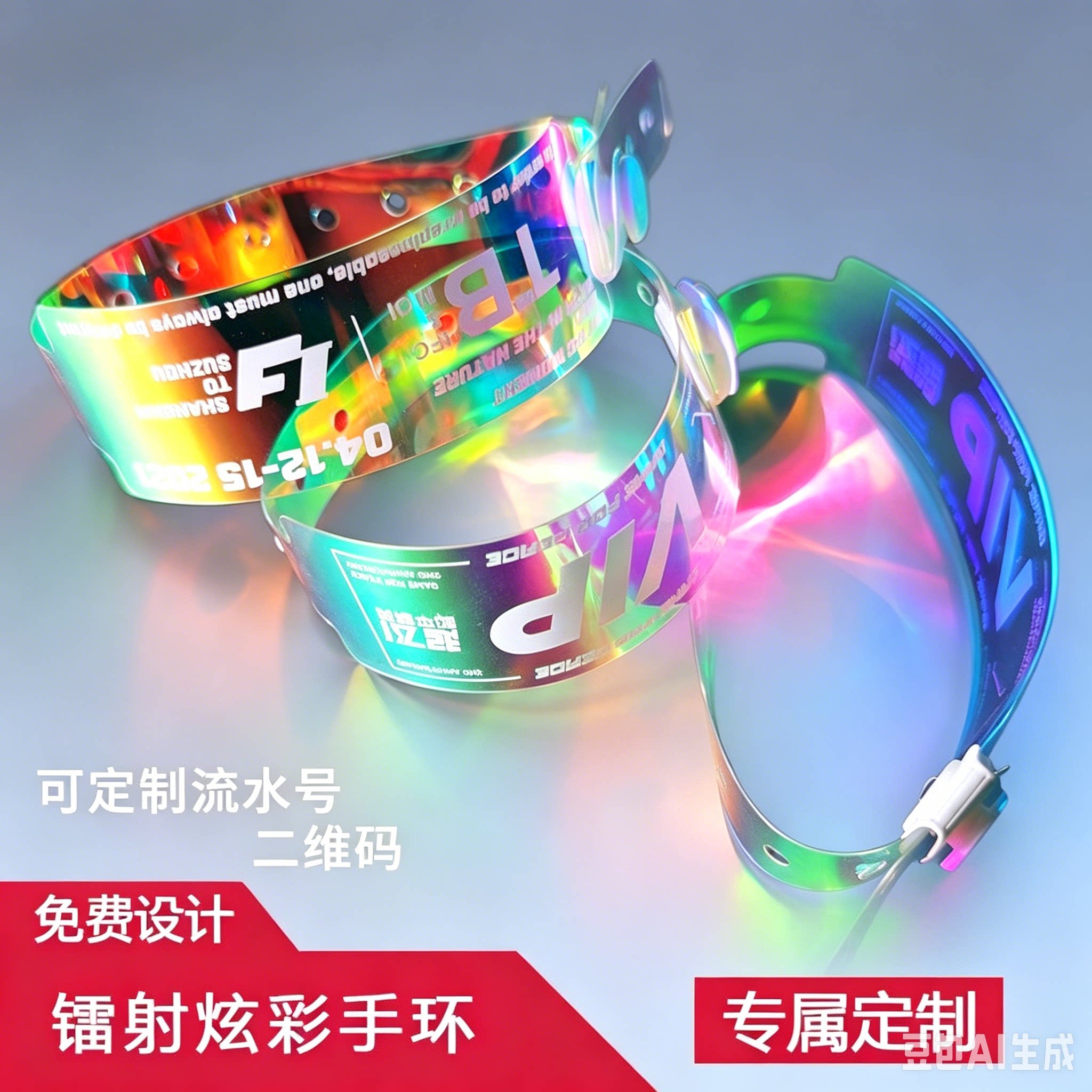 定制一次性手环新款镭射炫彩手带酒吧夜店活动入场会议签到手腕带