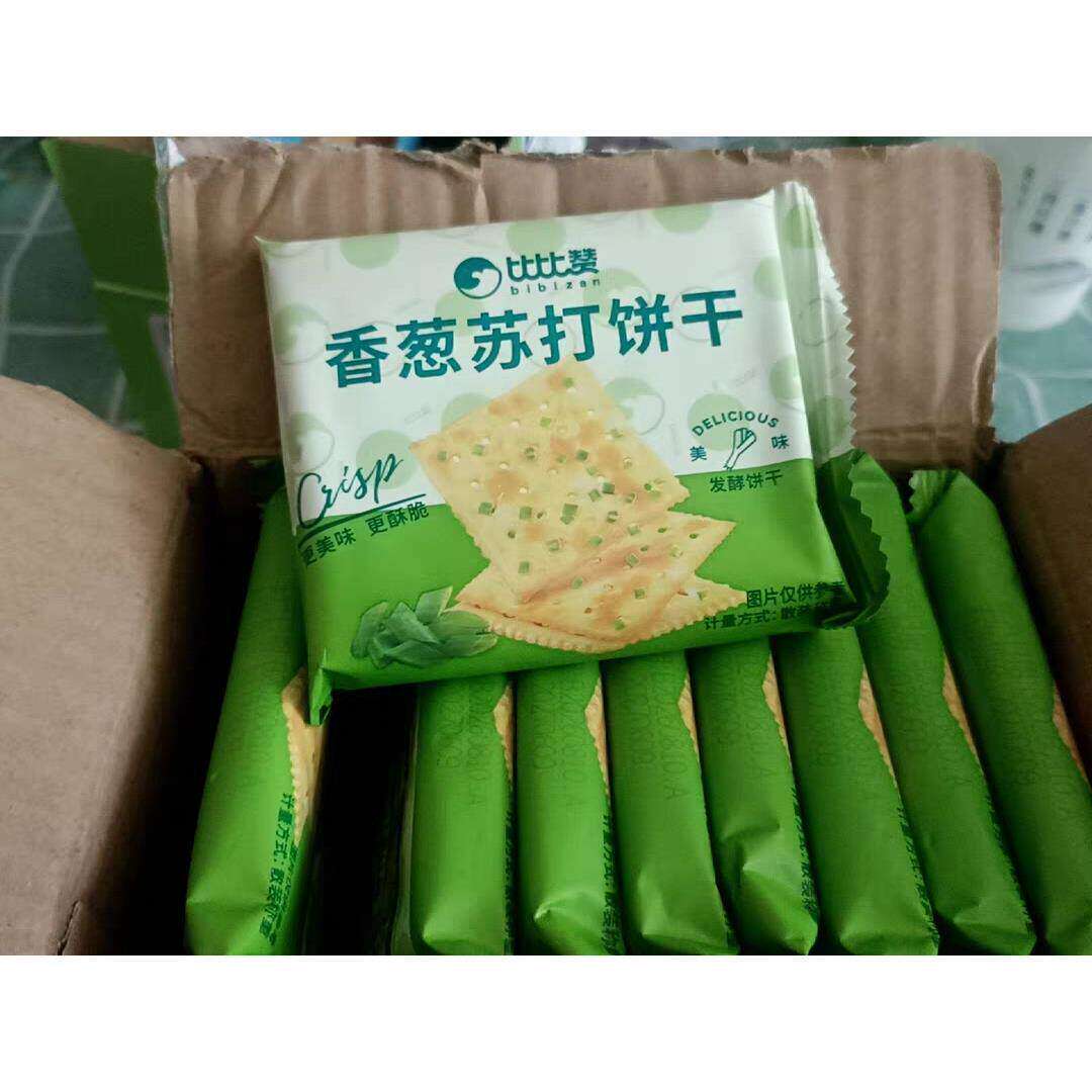 比赞香葱苏打饼干咸味整箱散装葱香零蔗糖零食小吃休闲食品梳打