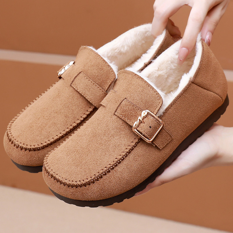 加绒勃肯鞋女秋冬新款一脚蹬豆豆鞋舒适保暖棉鞋女外穿软底毛毛鞋,女鞋,棉鞋,淘宝优惠券,粉丝福利购,淘宝优惠卷