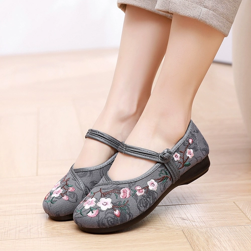 Модная этническая дышащая нескользящая обувь, слипоны для матери, туфли, городской стиль, этнический стиль, мягкая подошва, для среднего возраста