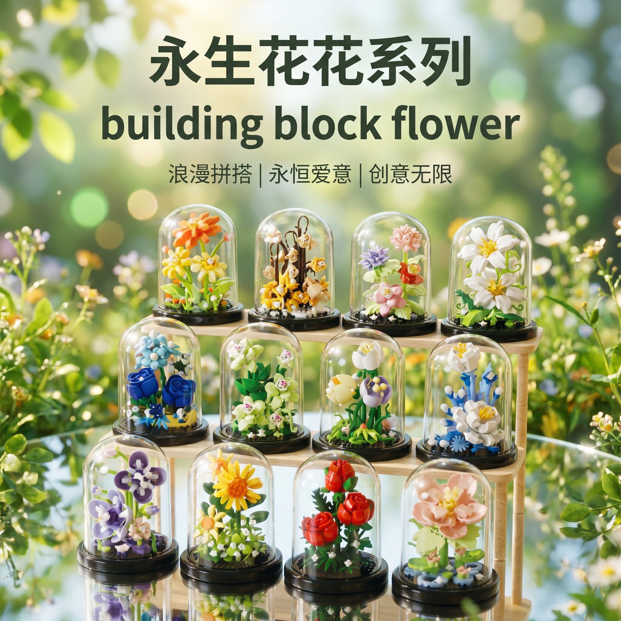 积木花束手工拼装玩具图片