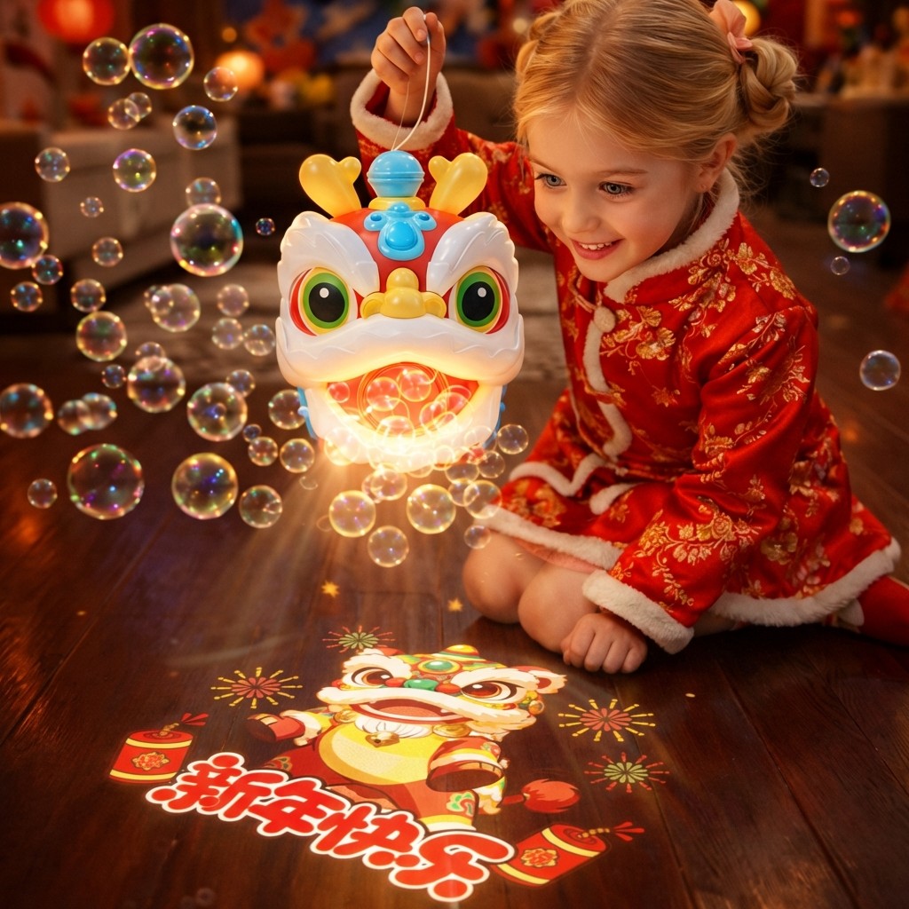 【抖音爆款】萌狮泡泡机新年玩具