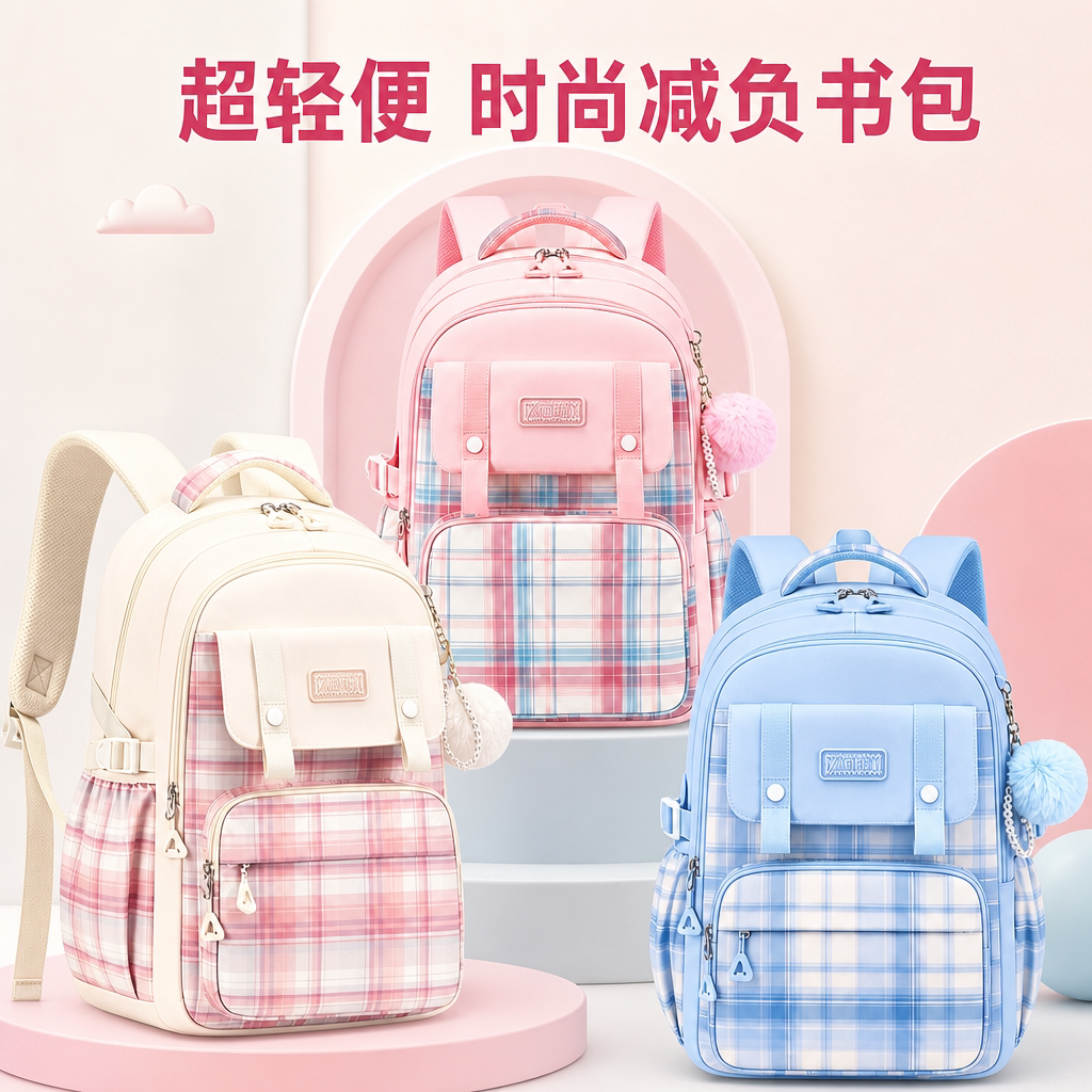 小学女生护脊减负大容量书包