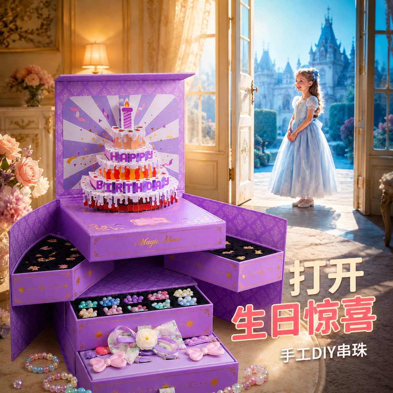 儿童蛋糕串珠礼盒高端礼物