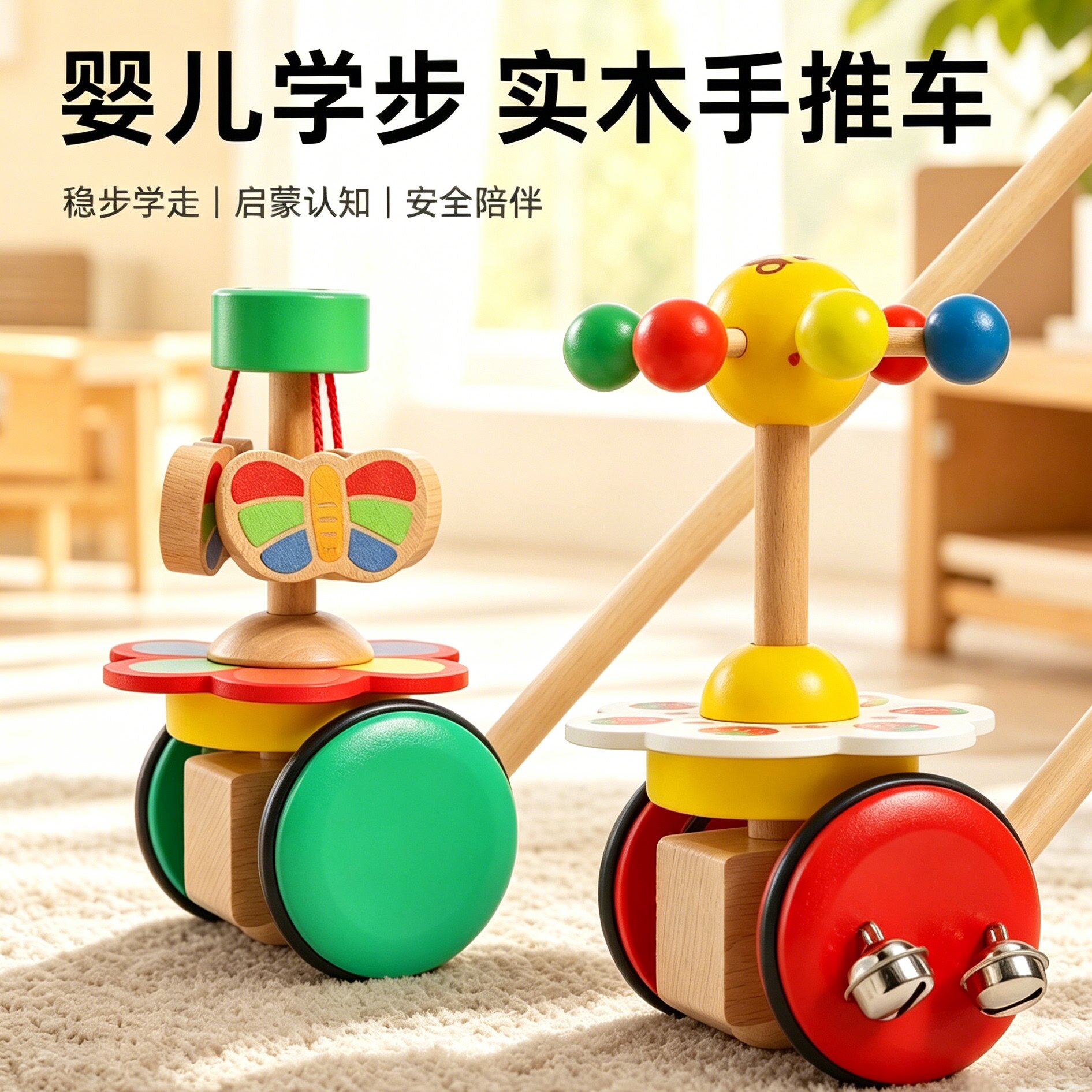 实木婴儿手推学步车玩具1-3岁