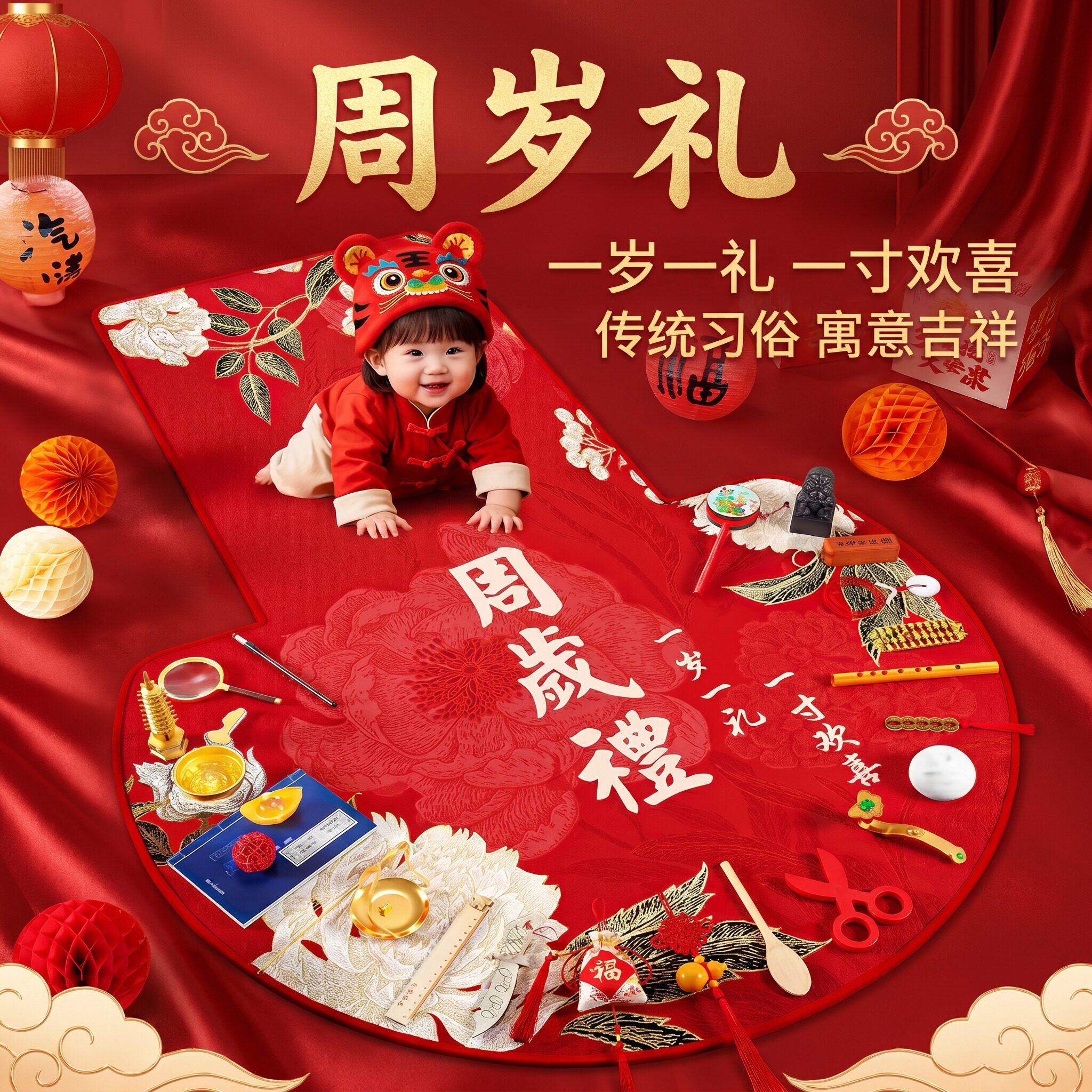 婴幼儿抓周周岁礼玩具套装安心