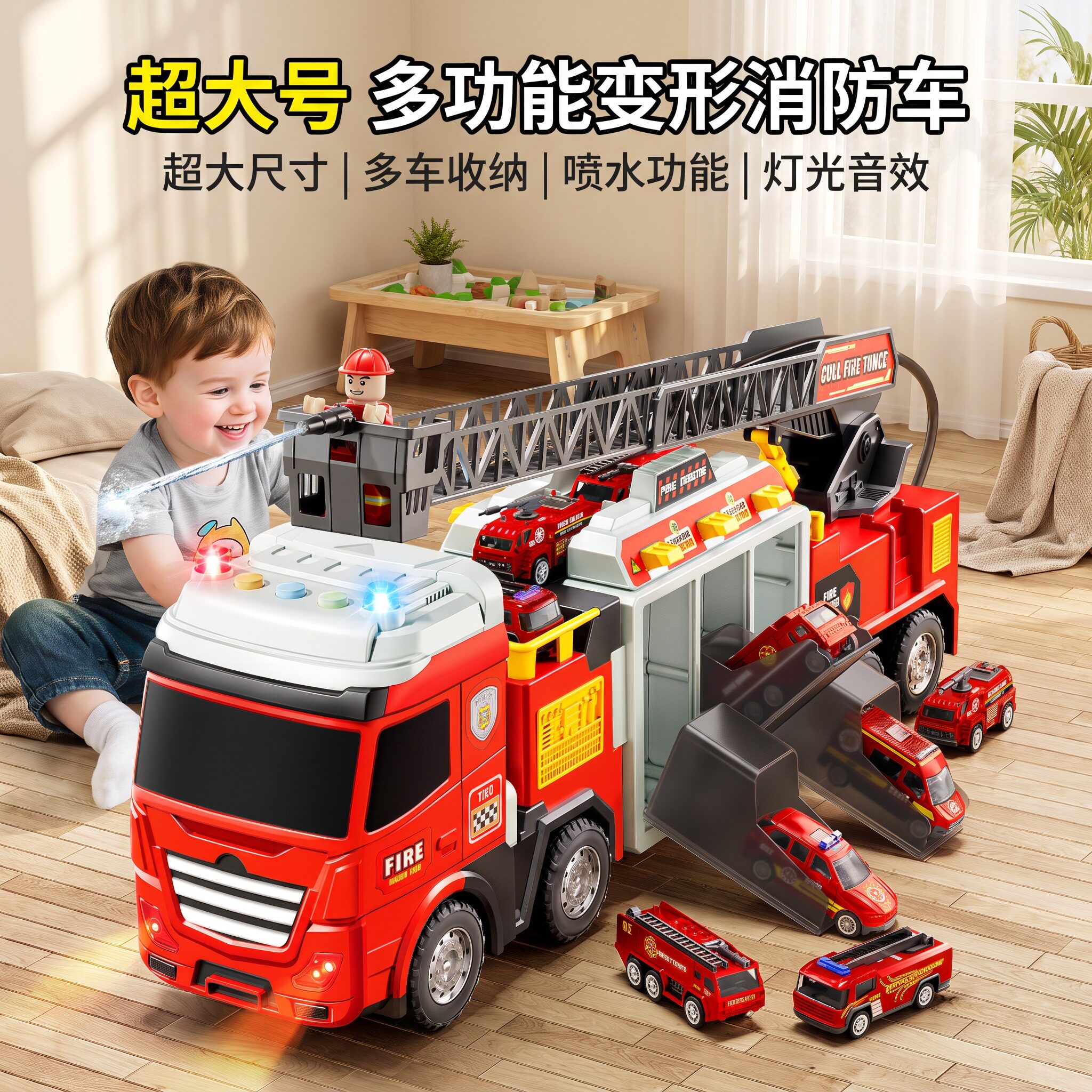 超大号消防救援合金滑行玩具车