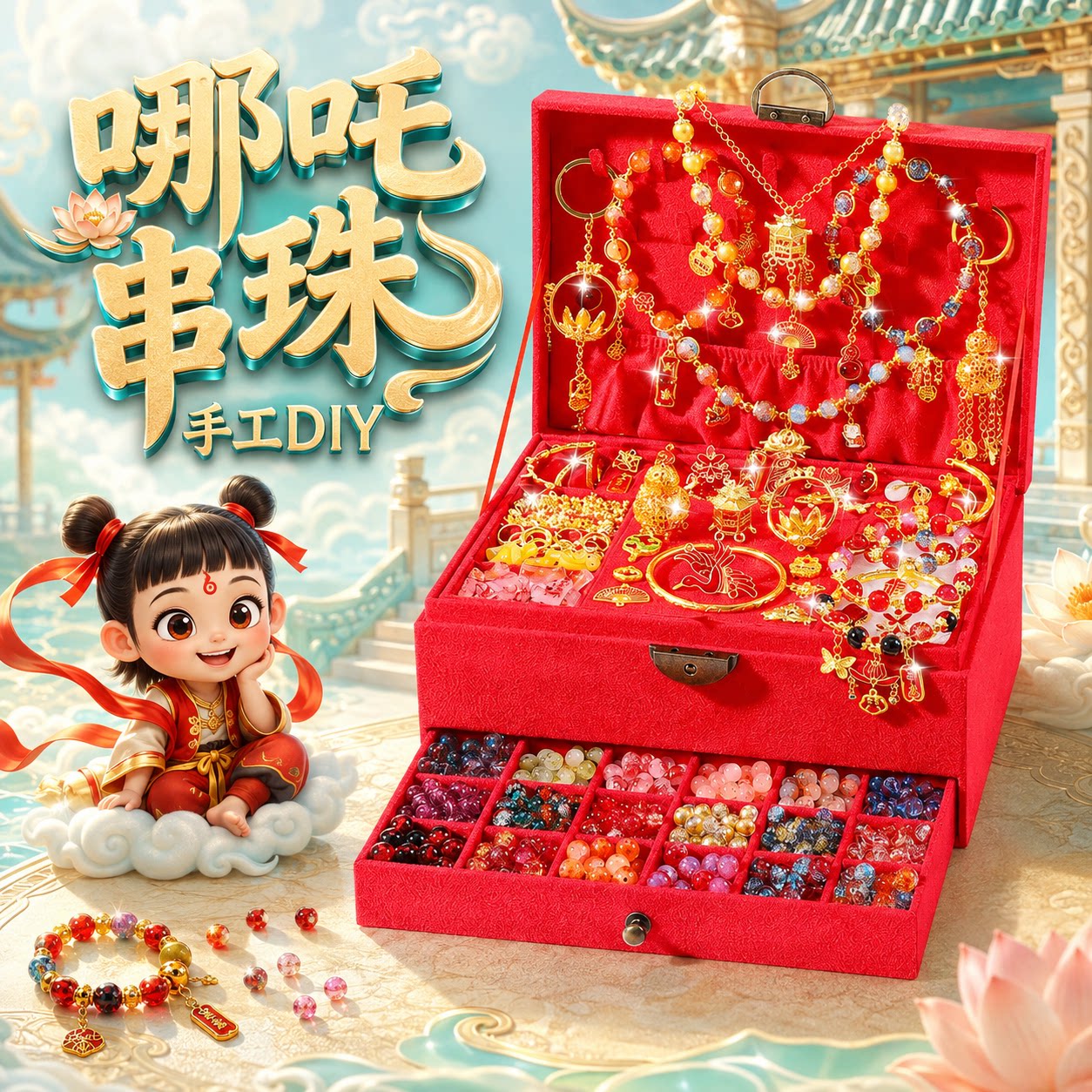 神话哪吒闹海串珠礼盒
