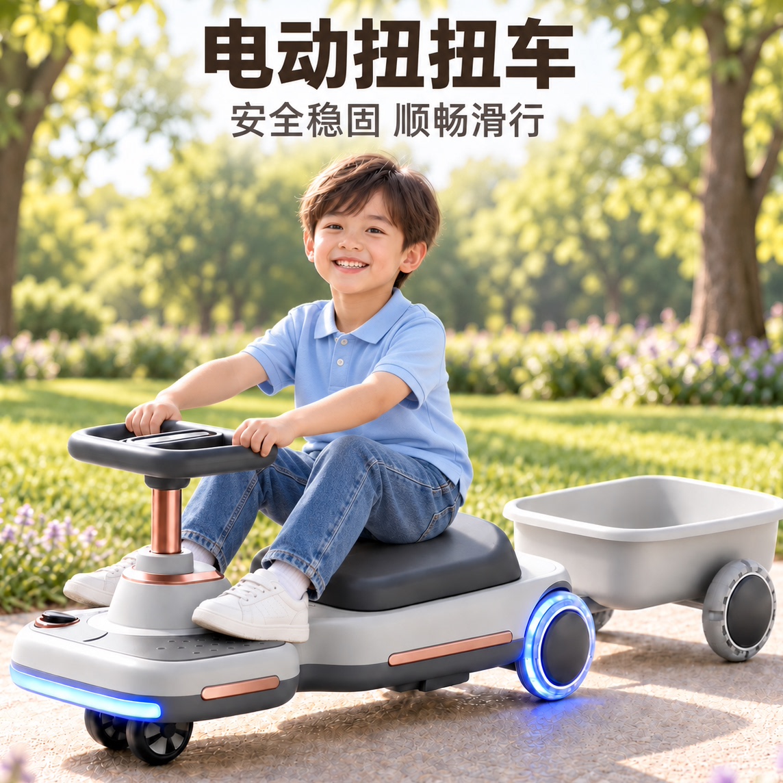 儿童电动扭扭车防侧翻大人可坐图片