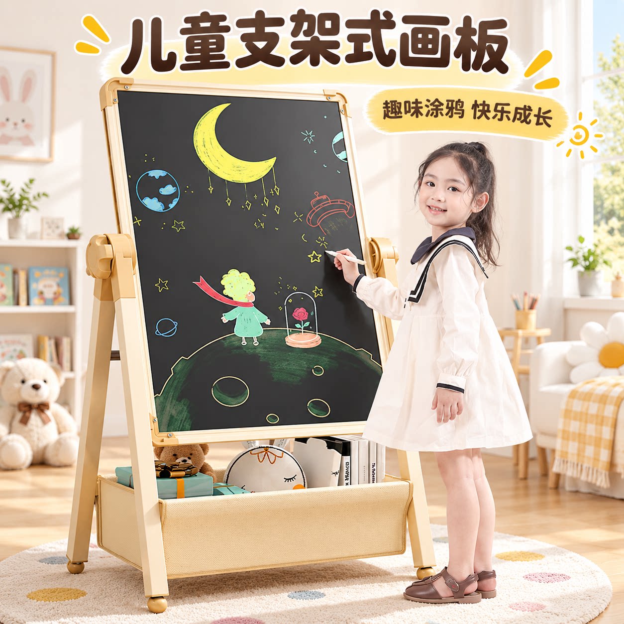 儿童磁性画板支架式无尘涂鸦