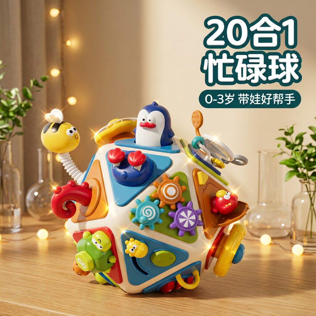 婴儿手拍鼓多面体0到1岁儿童早教拍拍鼓益智二十面体玩具启蒙礼盒