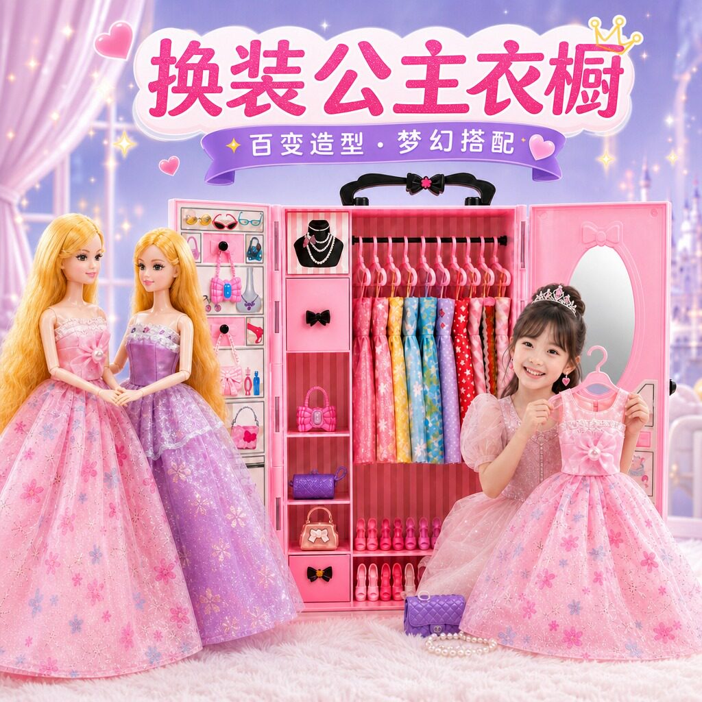芭比梦幻衣橱女孩生日礼物