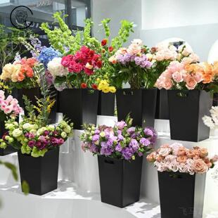 塑料长方特大花桶干花养花鲜花桶防摔个性收纳桶法式鲜花桶