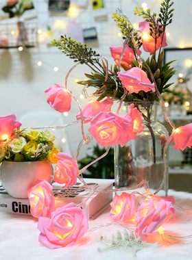 玫瑰花灯串七夕表白装饰道具led小彩灯求婚布置创意用品卧室浪漫