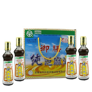 凤阳御膳麻油纯芝麻油绿色食品调味凉拌菜烹饪火锅4瓶*450Ml/箱