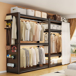 货架衣柜简易开放式衣帽间家用落地式置物架出租屋客厅收纳储物架