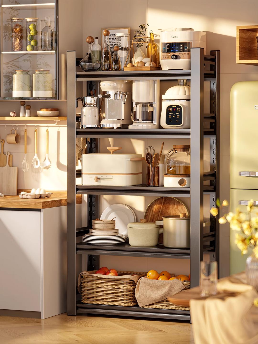 厨房置物架多层微波炉收纳架多功能家用烤箱锅架落地加厚橱柜货架