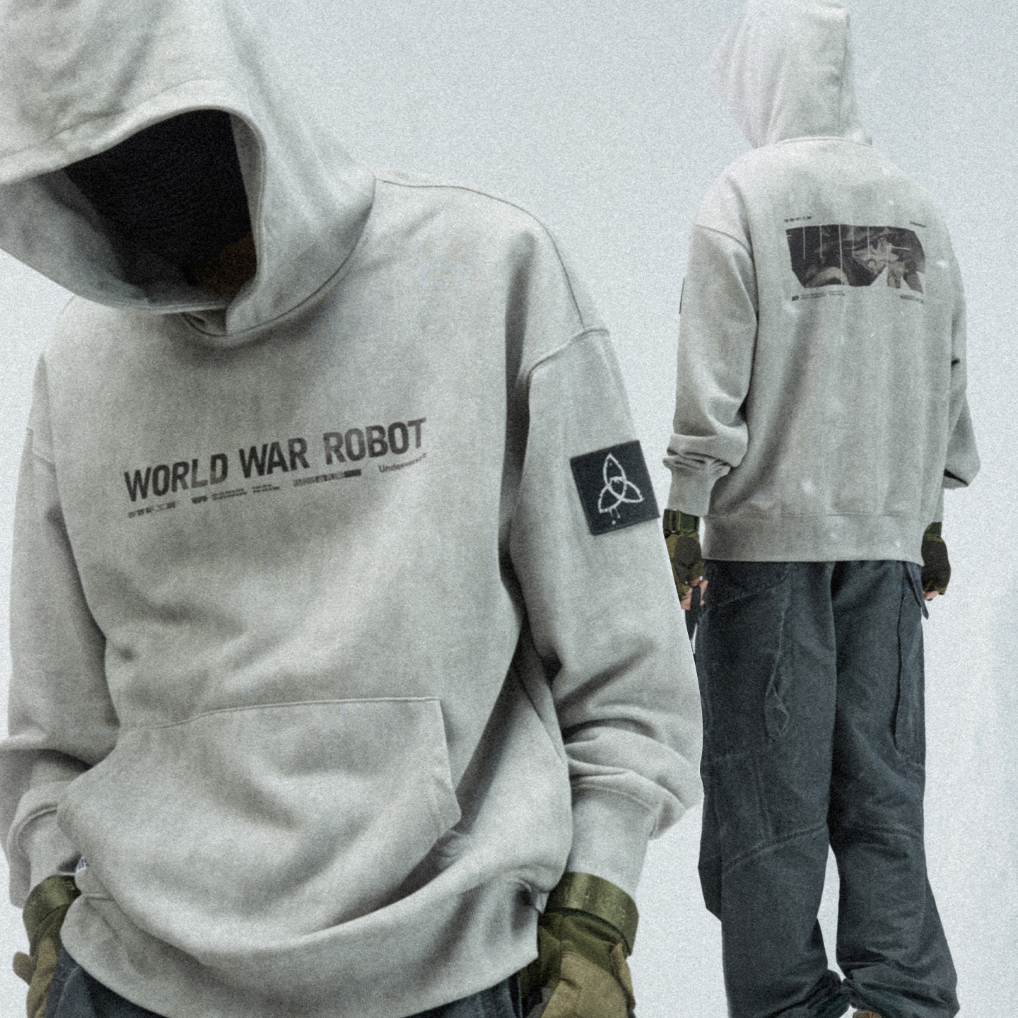 Underverse x 吉考斯工业MARQUIS de PLUME双鼻水洗做旧套头帽衫