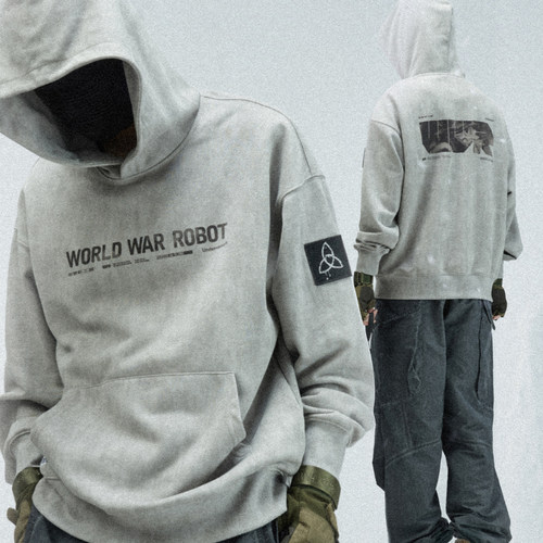 Underverse x 吉考斯工业MARQUIS de PLUME双鼻水洗做旧套头帽衫