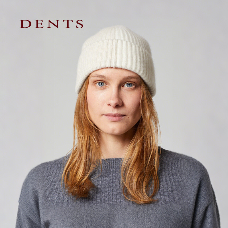 DENTS拼色羊绒针织毛线帽